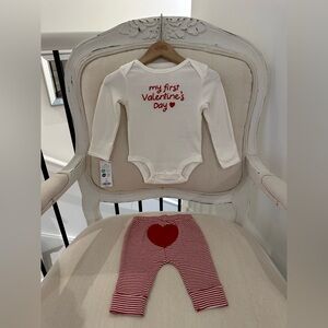 ❤️ Baby 6 Mth My First Valentines Day 2 Piece 100% Cotton Outfit NWT